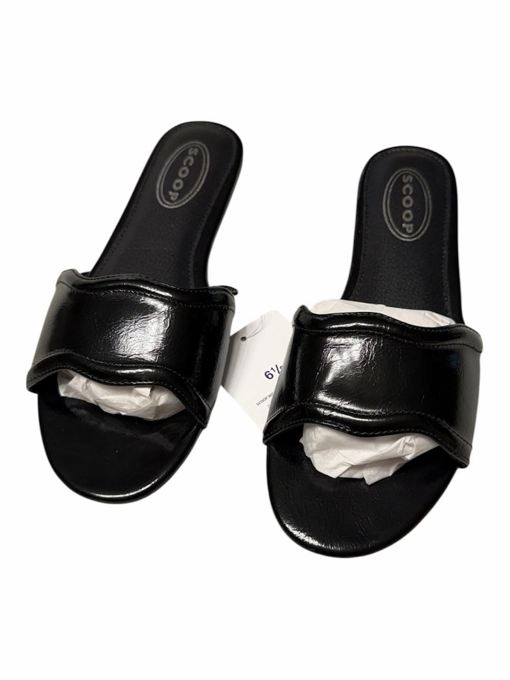 Scoop Black Patent Slide Flats for Women Size 6 1/2 NWT